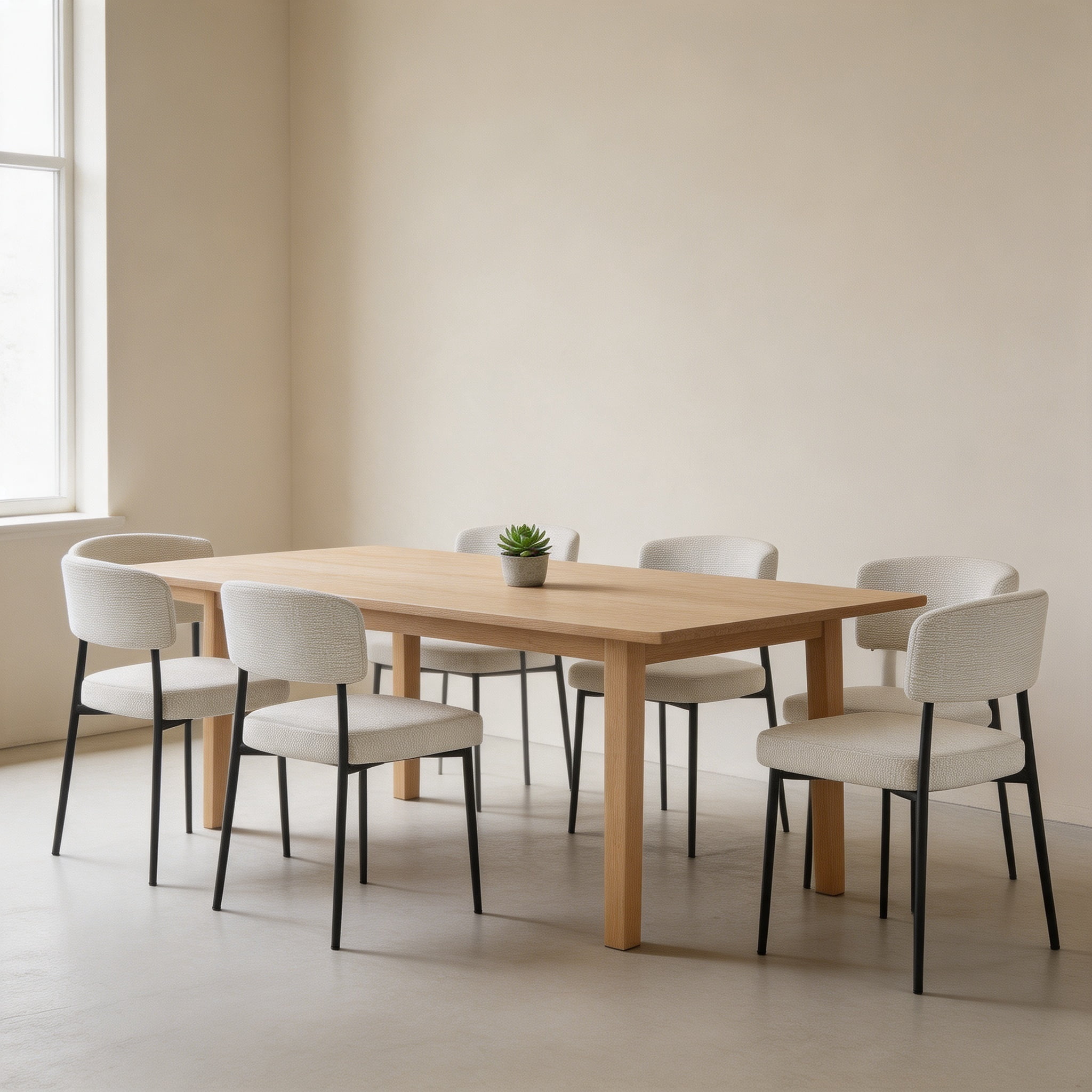 Modern Dining Chairs Set of 4, Upholstered Dining Chairs with Curved Backrest, Sturdy Metal Frame