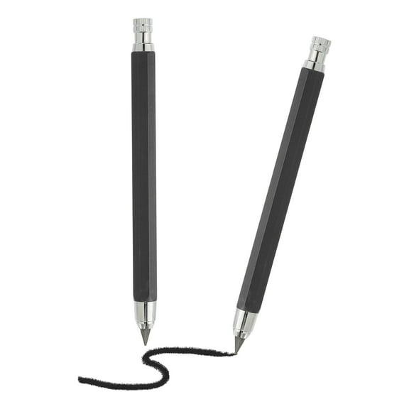 2Pcs Mechanical Pencil 5.6mm, Pencils Mechanical Holder Large Automatic Plastic Holder with Sharpener for Graphite Pencil Drawing Art Sketching Woodworking, Black