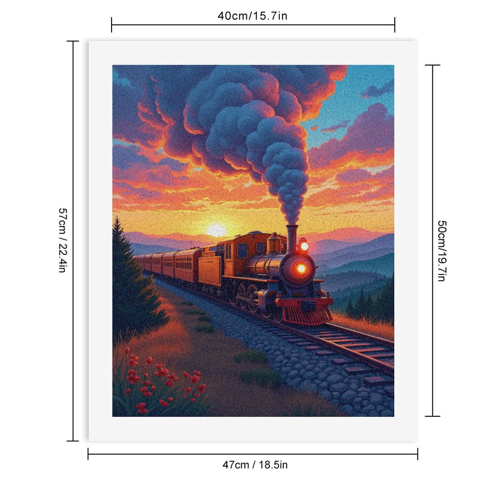 Paint by Numbers Kit for Adults, Train Sunset Scenic Journey Paint by Numbers, Easy Paint by Numbers Kit for Adults Beginner, DIY Adult Paint by Number Kits on Canvas, 12x16in Home Decor
