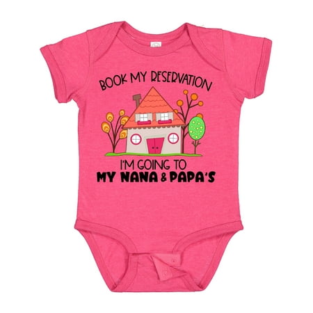 

Inktastic Book My Reservation! I m Going to My Nana and Papa s- House Gift Baby Boy or Baby Girl Bodysuit