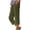 Army Green A, variant on Capri Pants for Women Cotton Linen Elastic Waist Ruched Slacks Casual Loose Trousers Pocket