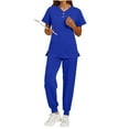 thumbnail image 6 of ATENAR Scrubs for Women Set 2 Piece Short Sleeve Tops Long Pants Blue 2XL, 6 of 9