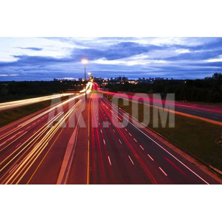 Night Traffic on a Busy City Highway in Toronto Print Wall Art By (Best Traffic App Toronto)