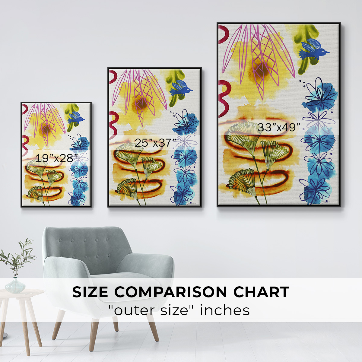 Flower Power I Framed Premium Gallery Wrapped Canvas - Ready to Hang - 17 x 25 - Black Floating Frame