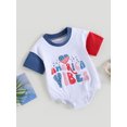 thumbnail image 3 of Wassery My First 4Th of July Outfit Infant Baby Girls Boys Romper Independence Day Clothes Letter Print Contrast Color Short Sleeve Round Neck Bodysuits 0-24M, 3 of 9