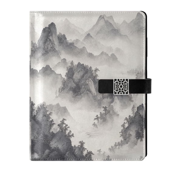 Premium Faux Leather Notebook - Refillable, Multi-Functional Organizer, 23.3x17cm, All-Season Use,Mountains