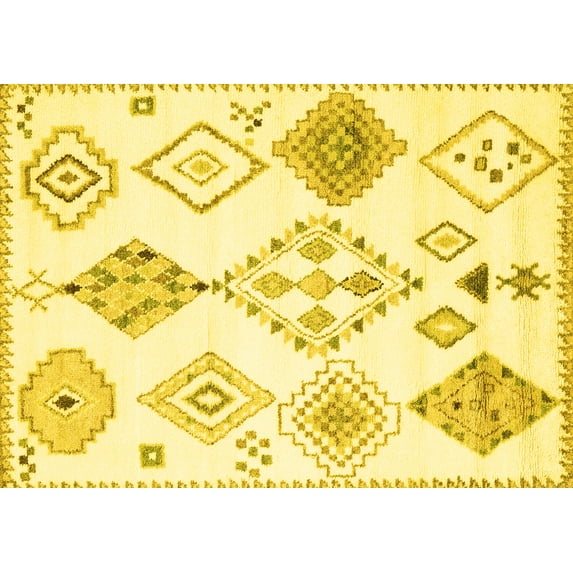 Ahgly Company Indoor Rectangle Solid Yellow Modern Area Rugs, 4' x 6'