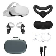 2021 Oculus Quest 2 All-In-One VR Headset 128GB, Touch Controllers, 1832x1920 up to 90 Hz Refresh Rate LCD, Mytrix_ Carrying Case Earphone, Link Cable, Black Grip Cover, Lens/Silicone Face Cover