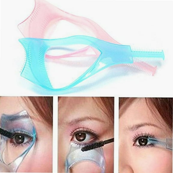 2Pcs Plastic 3 in 1 Makeup Cosmetic Eyelash Tool Upper Lower Eye Lash Mascara Guard Applicator Guide Helper with Eyelash Comb