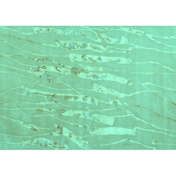 Ahgly Company Machine Washable Indoor Rectangle Solid Turquoise Blue Modern Area Rugs, 7' x 10'