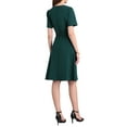 thumbnail image 3 of INSPIRE CHIC Women's Cocktail A-Line Dress Choker V Neck Short Sleeve Belted Elegant Flare Dresses L Blue Green, 3 of 5