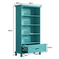 thumbnail image 2 of Kepooman Bookshelf, Bookcase Standing Shelf Unts,6-Shelf Bookcase with Drawer, 71" Bookshelf with Solid Wood Legs,Ocean Blue, 2 of 3