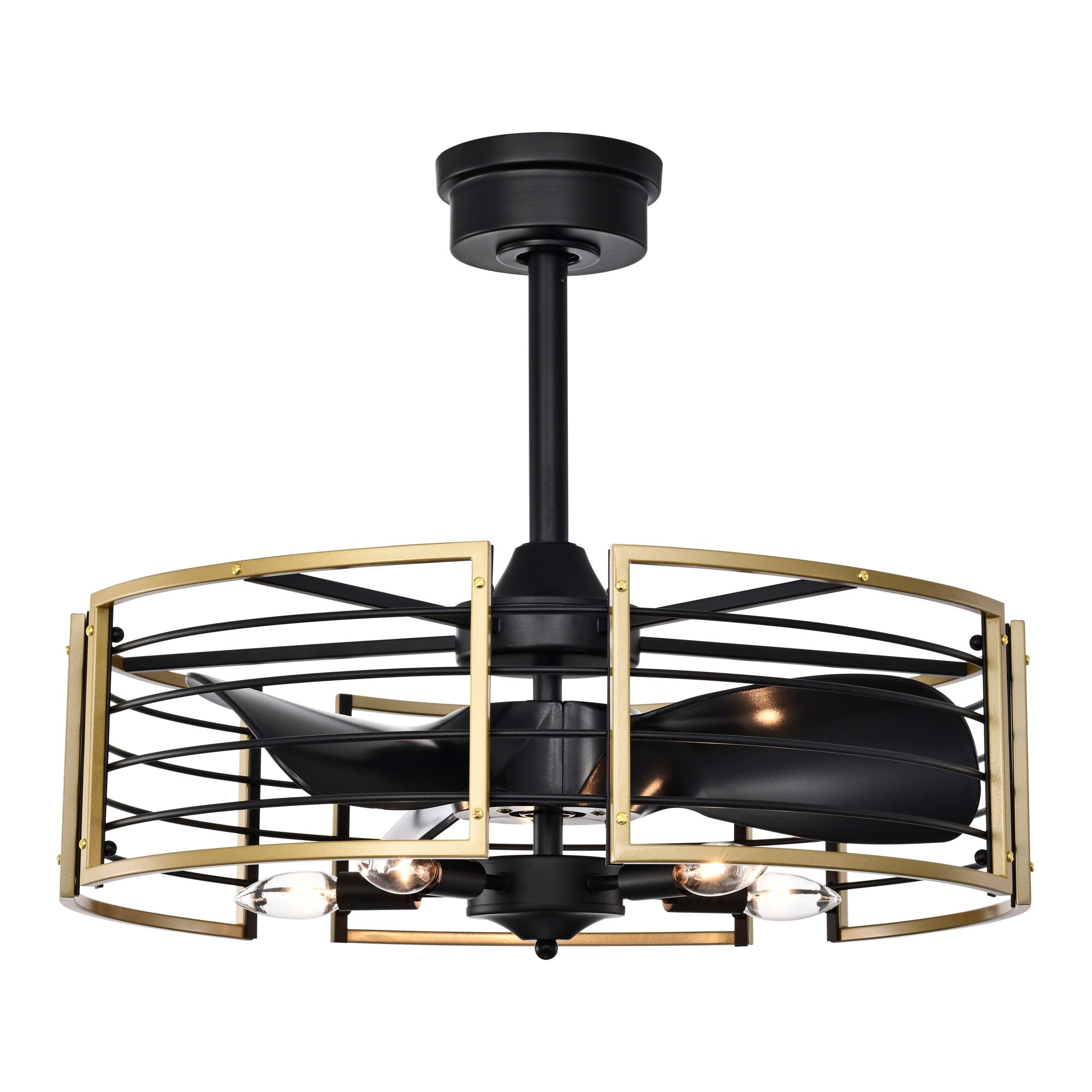 Veit 24 in. 5-Light Indoor Matte Black and Gold Finish Ceiling Fan with Light Kit