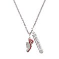 thumbnail image 1 of Delight Jewelry Silvertone Red Running Shoe Silvertone Guardian Angel Bar Charm Necklace, 23", 1 of 4