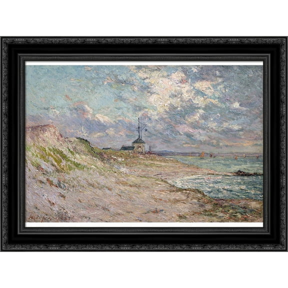 Semaphore of the Beg Meil, Brittany 24x19 Black Ornate Wood Framed Canvas Art by Maufra, Maxime