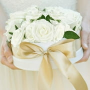 Mocoosy 50Pcs Artificial Rose Flowers, Ivory White Fake Roses for Decoration, Real Looking Foam Rose Bulk with Stem DIY Wedding Bouquets Bridal Shower Floral Arrangements Party Valentines Day Decor
