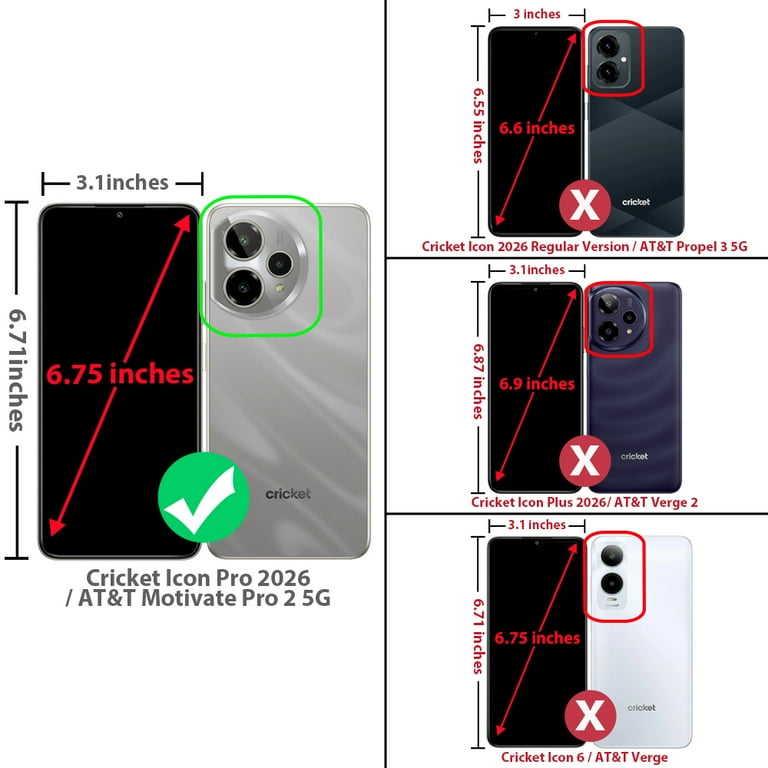 Tjs for Cricket Icon PRO 2026 / AT&T Motivate PRO 2 5G Phone Case, with Tempered Glass Screen Protector, Slim Dual Layer Hybrid Shockproof Rugged Tjs for Cricket Icon PRO 2026 / AT&T Motivate PRO 2 5G Phone Case, with Tempered Glass Screen Protector, Slim Dual Layer Hybrid Shockproof Rugged