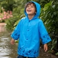 thumbnail image 3 of Puddle Play Kids Waterproof Rain Slicker Jacket with Hood – PVC Raincoat, Snap Closure, Lightweight – Blue – Size 2–3 Years, 3 of 5