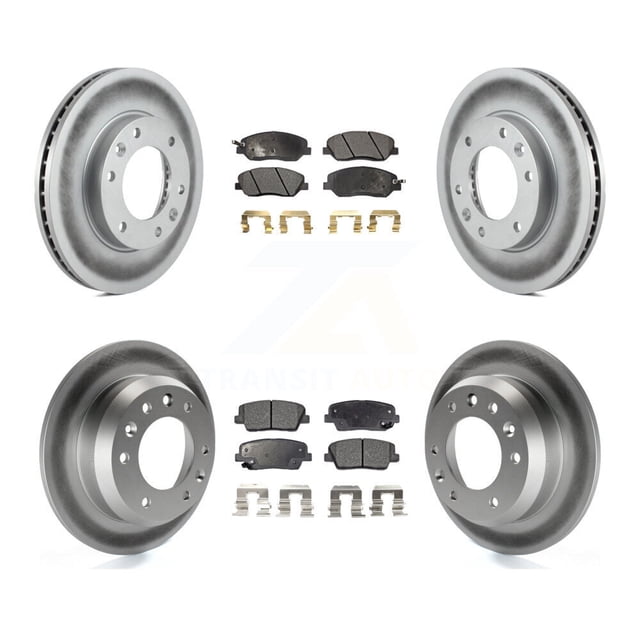 Transit Auto Front Rear Coated Disc Brake Rotors and Semi-Metallic Pads Kit for Car Kia Sedona Hyundai Entourage KGF-100950