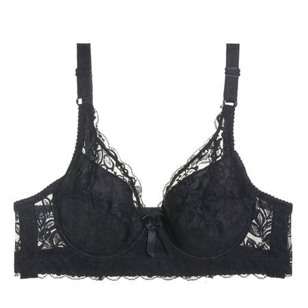 

eczipvz Lingerie for Women Plus Size And Underwear 3PC Wide Detachable Lace Bottom Bra Vest Shoulder Cup Straps Women Black 75C