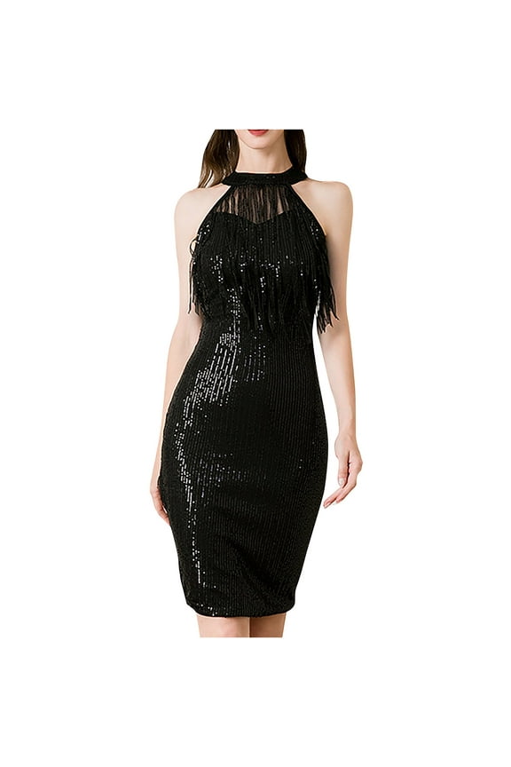 Tank Dress Fashion Womens Solid Cold Shoulder Sleeveless V-Neck Regular Dress Women's Plus Ball Gown Dress Style 26490, Female High Low Dresses Black S