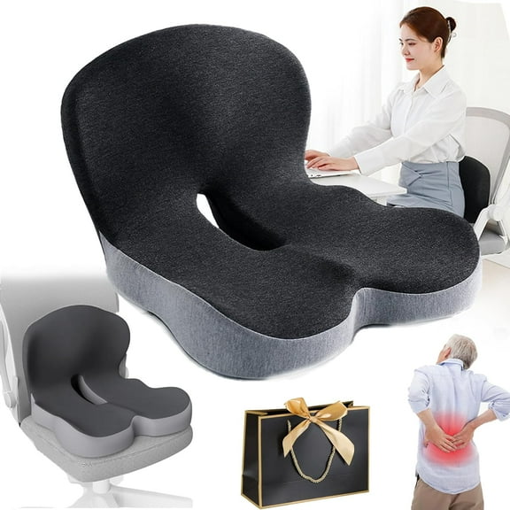Roadspine Tailbone & Lower Back Pain Relief Cushion – Ergonomic Memory Foam Seat & Back Support with Non-Slip Cover, L-Shaped Lumbar Pillow for Office Chair, Car, Truck, or Home Use