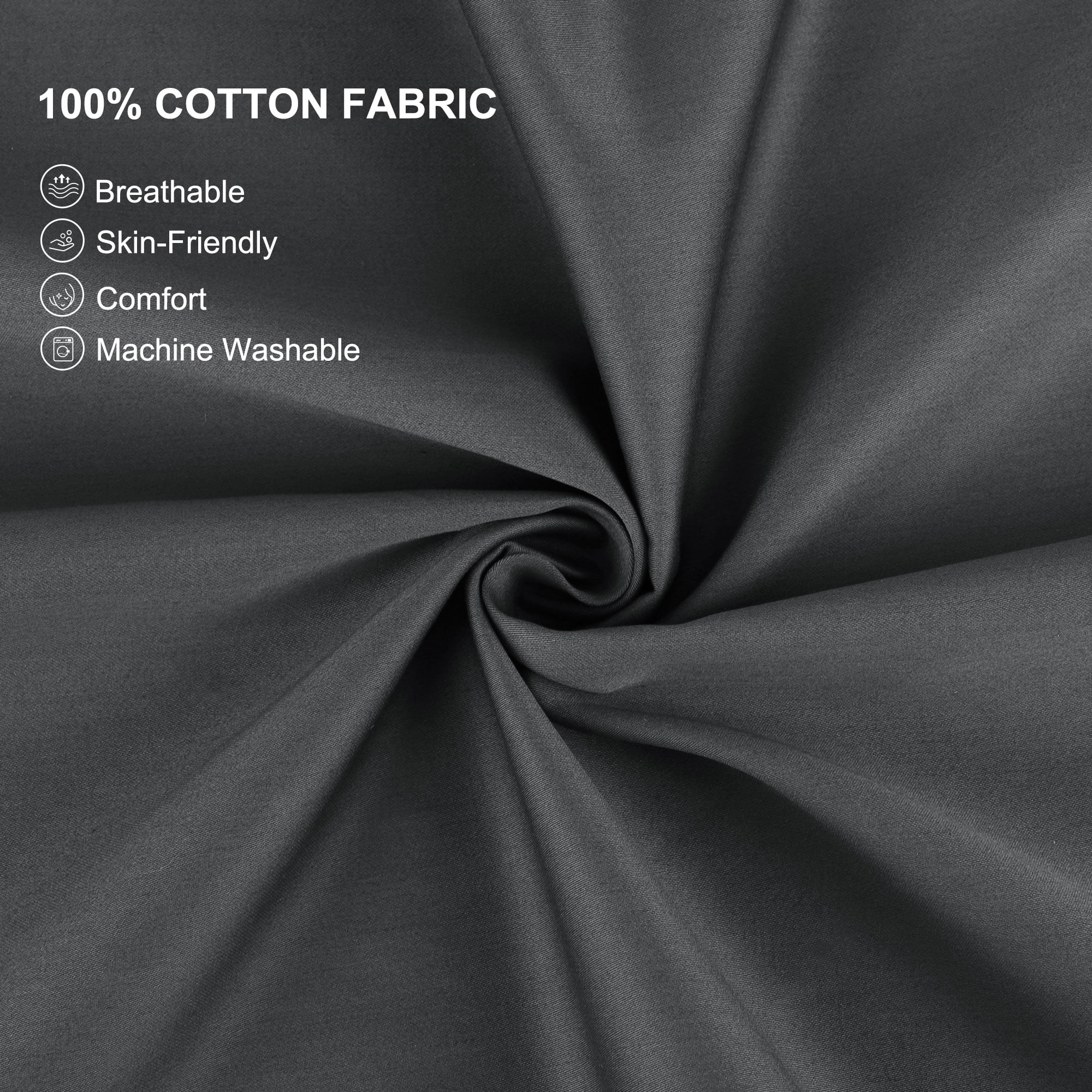 Unique Bargains Breathable Cotton Envelope Closure Pillowcases 2 Pcs Dark Gray King