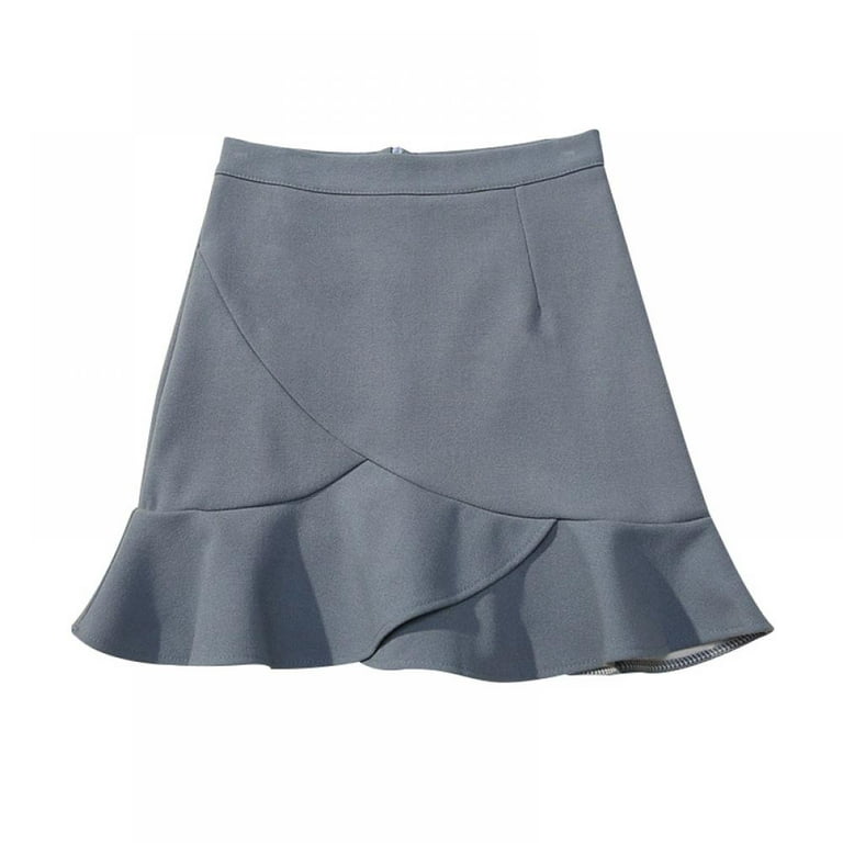 Daxin Women's Summer Elastic Hight Waisted Ruffle Skirt Swing A Line Cotton  Skirt 