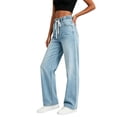 thumbnail image 6 of Risckoth Women's Plus Size Drawstring Elastic Waist Jeans Straight Leg Loose Fit Side Pockets Solid Casual Long Pants S-2XL, 6 of 7