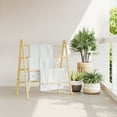 thumbnail image 3 of vidaXL Towel Ladder Natural Bamboo Bamboo Double Towel Ladder, 3 of 8