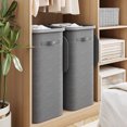 thumbnail image 4 of Dovied 2PCS Slim Laundry Hamper with Lid 85L Foldable Clothes Basket with Removable Mesh Bag & Handle for Closet Bathroom Bedroom (Gray), 4 of 7