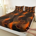 thumbnail image 3 of Castle Fairy Futuristic Geometric Hexagon 4 Pieces Queen Sheet Sets for Female Men Adults,Geometric Stripes Lines Ultra Soft Flat Sheet,Abstract Gradient Honeycomb Queen Fitted Sheet, 3 of 7
