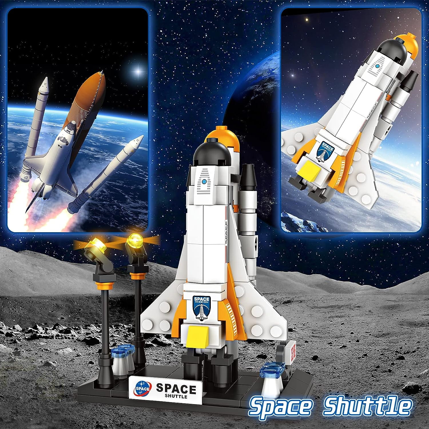 EP EXERCISE N PLAY Space Shuttle Space Rocket Building Blocks Set STEM Toy 455 Pieces for Kids Ages 6-12