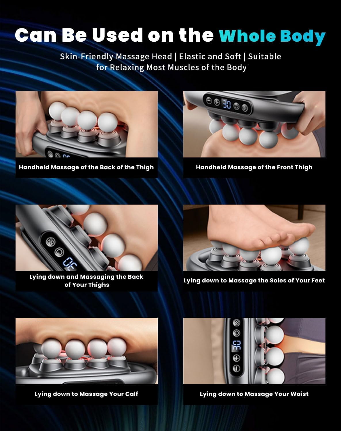Upgraded Husband 2.0 Knot Buster, 16 Head Massage Gun Deep Tissue for Muscle Recovery, with 3 Modes & 30 Intensities for Back, Shoulders, Legs, Foot