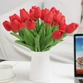 thumbnail image 2 of 10pcs Artificial Tulip Flowers, Real Touch Pink Tulips, Fake Tulips for Bouquet Arrangements Table Centerpieces Home Indoor Outdoor Summer Decorations, 2 of 5
