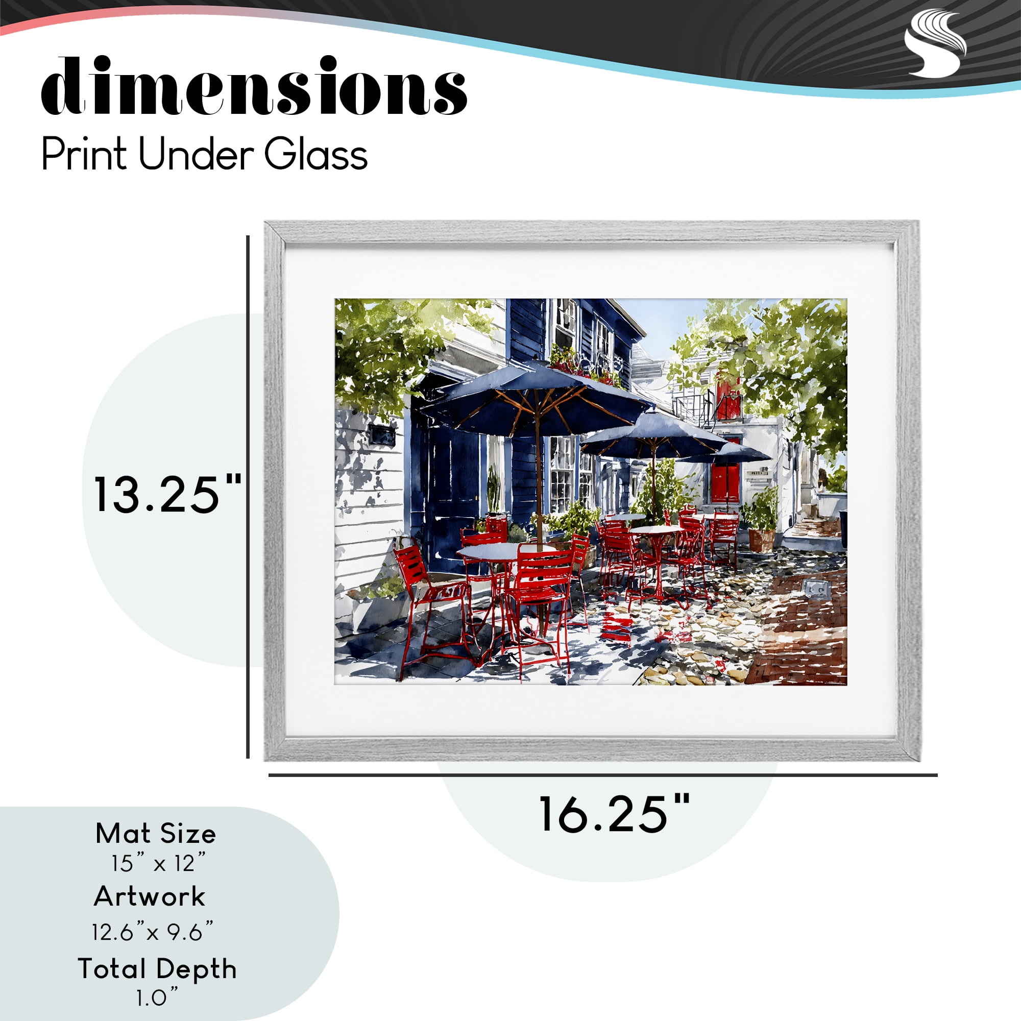 Stupell Industries Cafe Classic Red Chairs Gray Framed Print Under Glass, design by Franklyn Gregory