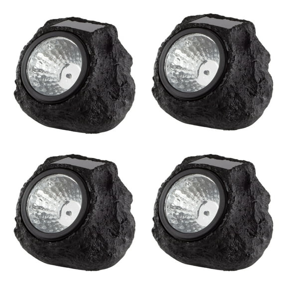 Pure Garden Weather Resistant Solar Rock Lights Outdoor Spot Lights 4-Pack
