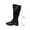 #028-Black, variant on Roncen Women's Plus Size Knee High Boots with Heart-shaped Buckle Details - Trendy Chunky Heel & Low Heel Mid-Calf Boots for Autumn Winter, Edgy and Versatile Style