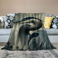 thumbnail image 2 of JEUXUS Modern Bird Paintings in Teal and Grey Color Flannel Material Blanket White, 2 of 6