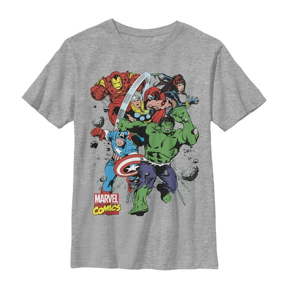 Boy's Marvel Squad Collision Graphic Tee Athletic Heather Large