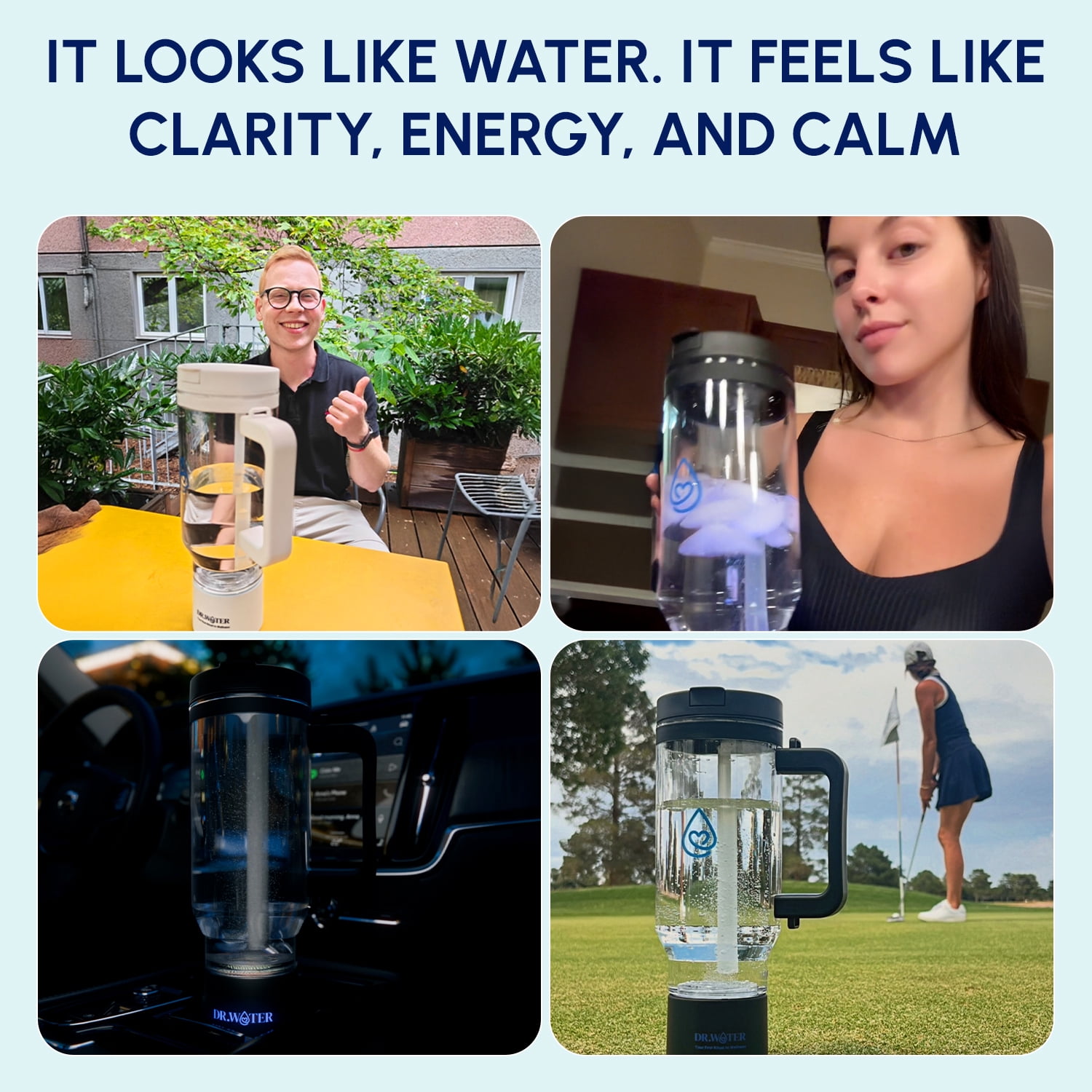 Dr.Water Hydrogen Water Tumbler | 3X More Hydrogen Concentration | 32oz Hydrogen Water Generator | Hydro Tumbler 3PPM Green