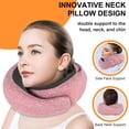 thumbnail image 4 of Almohada de viaje Vzpeun, cuello con capucha, espuma viscoelástica, color rojo avión, 4 of 6