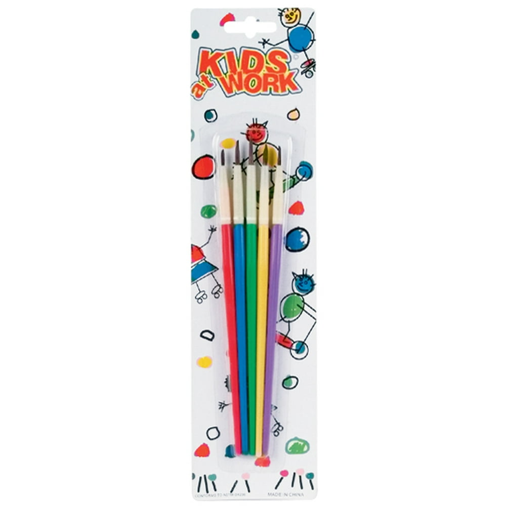 Kids At Work Paint Brushes-Synthetic Bristle 5/Pkg - Walmart.com ...