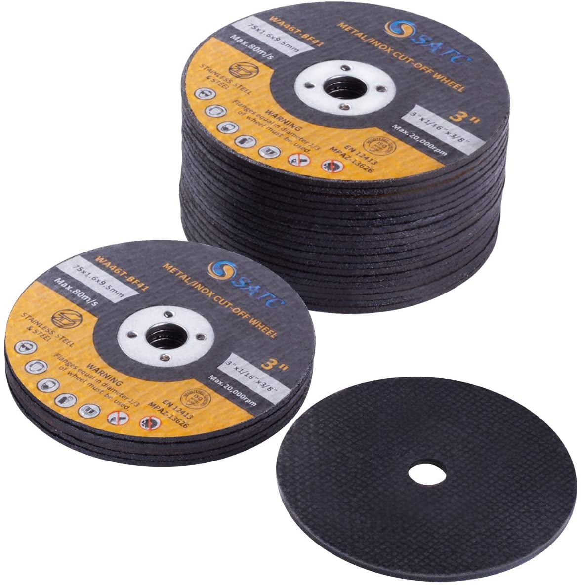 3" 75mm x 1.6mm Metal Cutting Disc for Stainless Steel Air Cut Off Tool 10 Pack 