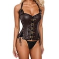 thumbnail image 1 of Steel Boned Scale Pattern Corset Top for Shaping Underwear | Punk Style Bodice with Front Buckle Closure for Everyday Wear and Versatile Fit, 1 of 5