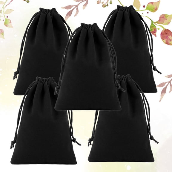 GOOHOCHY Black Lint Drawstring Bag for Hair Dryer and Home Storage Multifunctional Pouch 15x15 cm