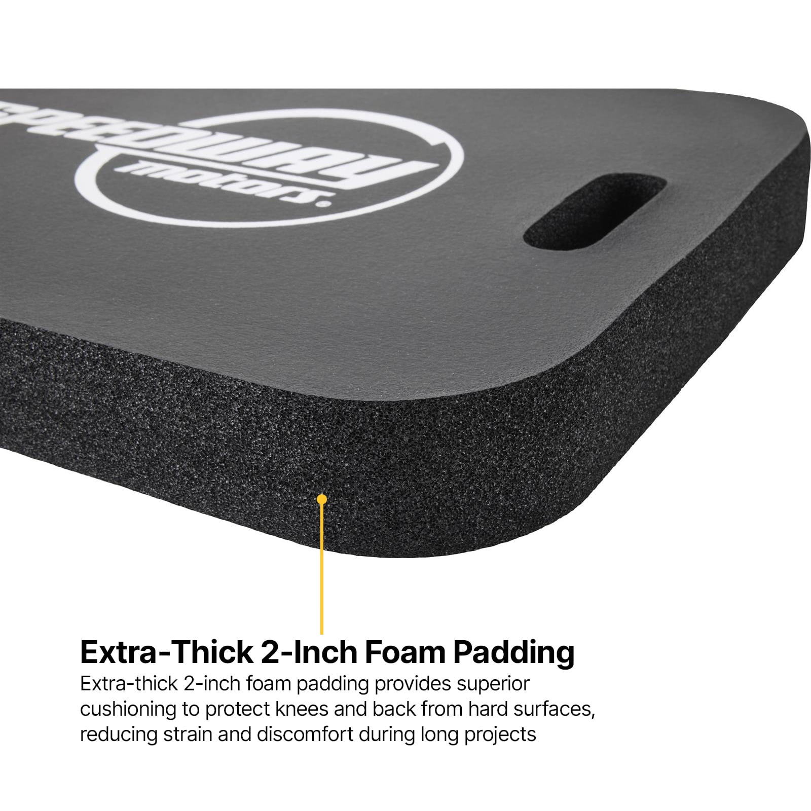 Speedway Motors Foam Work Mat Kneeling Pad for Automotive Repair, 20 x 15 x 2 Inch Thick Shop and Racing Pit Mat with Carry Handle, Comfortable Ground Protection for Garage or Track Use