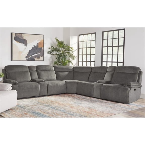 Pemberly Row Airy Midnight 7 Piece Power Reclining Sectional