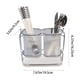 thumbnail image 3 of Organizador de utensilios de cocina de pared, caja de almacenamiento de plástico ABS transparente de 2 compartimentos para palillos, cucharas, tenedores, 19,5x16,23x9,2cm, fácil de instalar, rejilla, 3 of 6