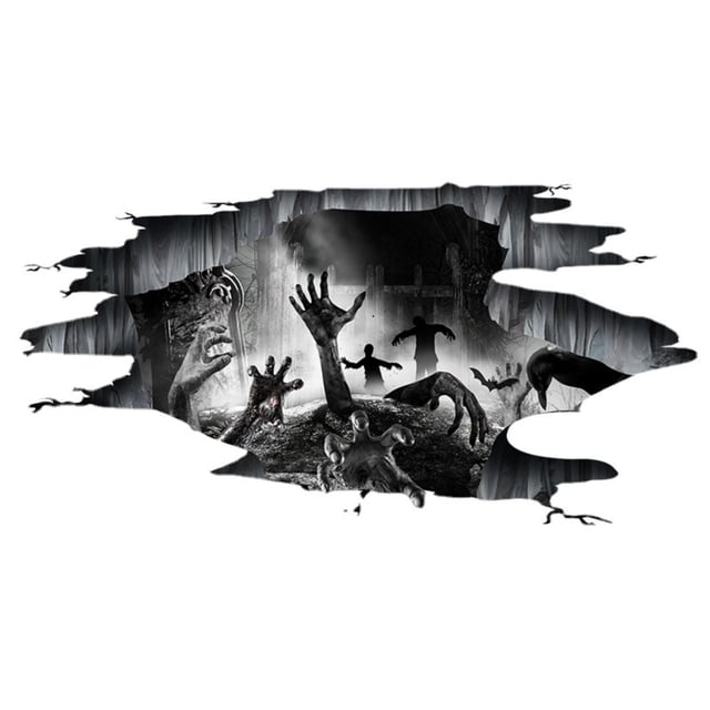 3D Halloween Wall Decals Halloween Wall Stickers Halloween Floor Decals Removable Scary Wall Decals Stickers Decorations For Bedroom Halloween Wall Window Stickers Clings,2*Stickers Clearance